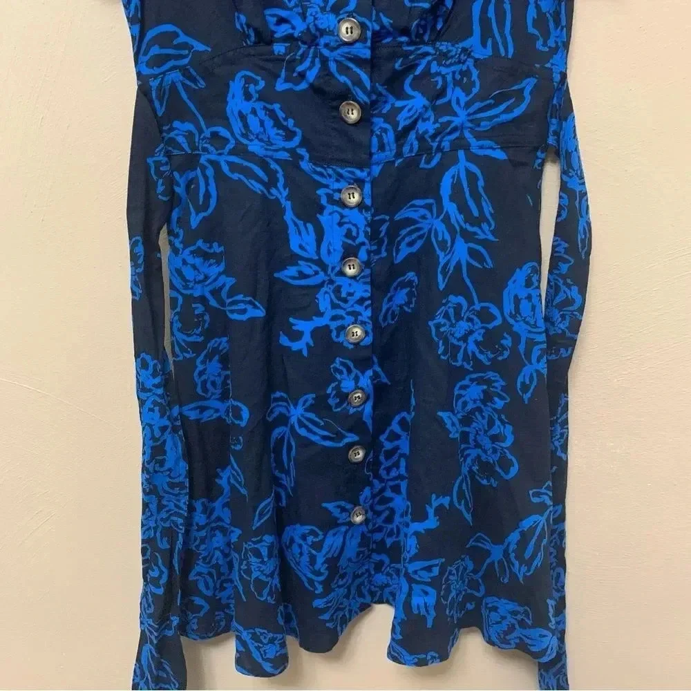 Free People A Thing Called Love Dress Navy Blue Size 2 Linen Rayon NWT New